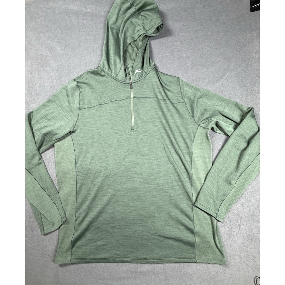 Kjus Mens Liam Hooded Midlayer HZ Green Pullover Sweater Hoodie Size 58 3XL